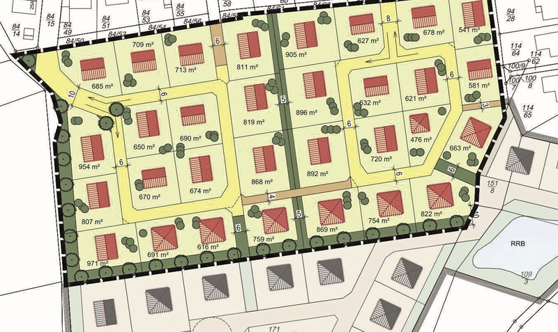 Bislang nur ein Vorentwurf: Im Bauausschuss der Stadt stellten Planer die Überlegungen zum Planungsgebiet “Südlich Lohbergs Kamp” vor. Demnach sollen in dem Bereich 31 Grundstücke entstehen. red