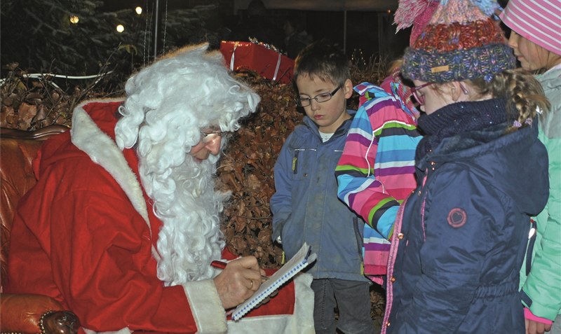 Geduldig notierte sich der Weihnachtsmann die Wünsche der jüngsten Besucher. Foto: Ruth Hildebrand