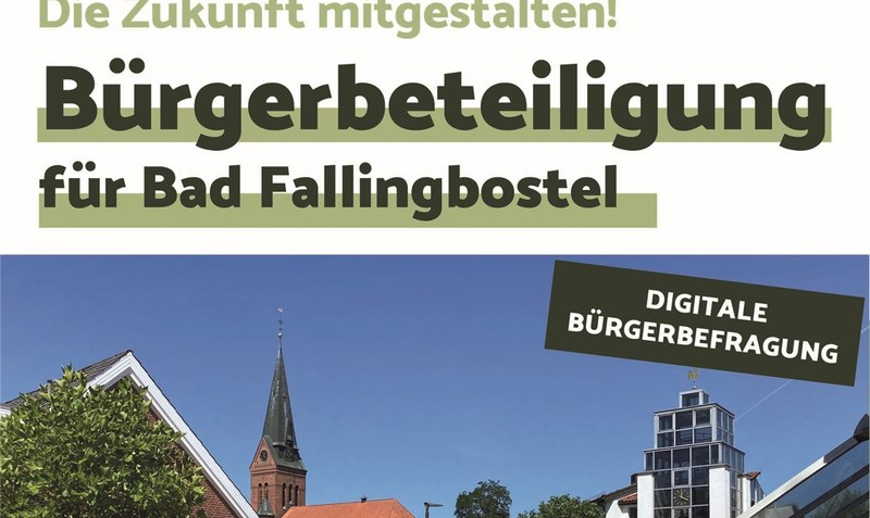 Plakate weisen in der Kreisstadt auf die Befragung hin. Foto: Stadt Bad Fallingbostel